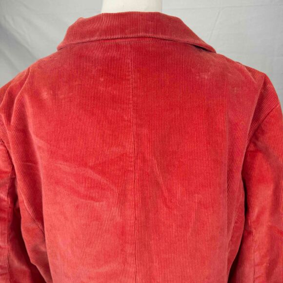 L.L. Bean Orange Corduroy Blazer Vintage 90s 3 Button Notched Lapel Pockets Lg - Picture 8 of 14